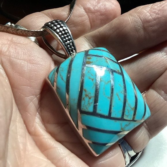 TURQUOISE STERLING STUNNING NECKLACE UNIQUE ! OOAK - Picture 5 of 16